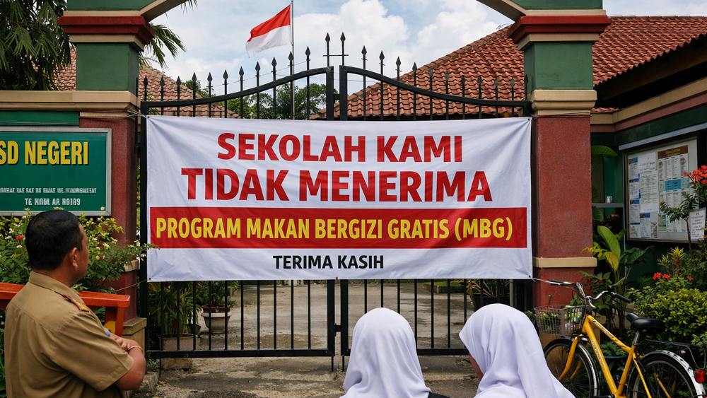 Ilustrasi sekolah menolak program MBG.