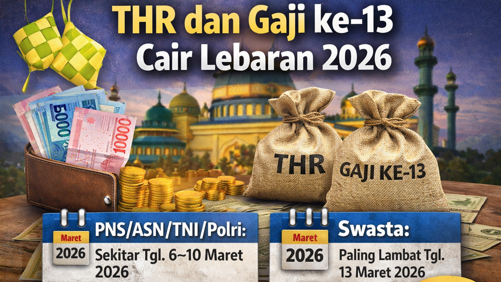 THR 2026 diprediksi cair lebih cepat seiring Lebaran Maret. Simak jadwal pencairan, komponen THR, dan gaji ke-13 ASN serta swasta.