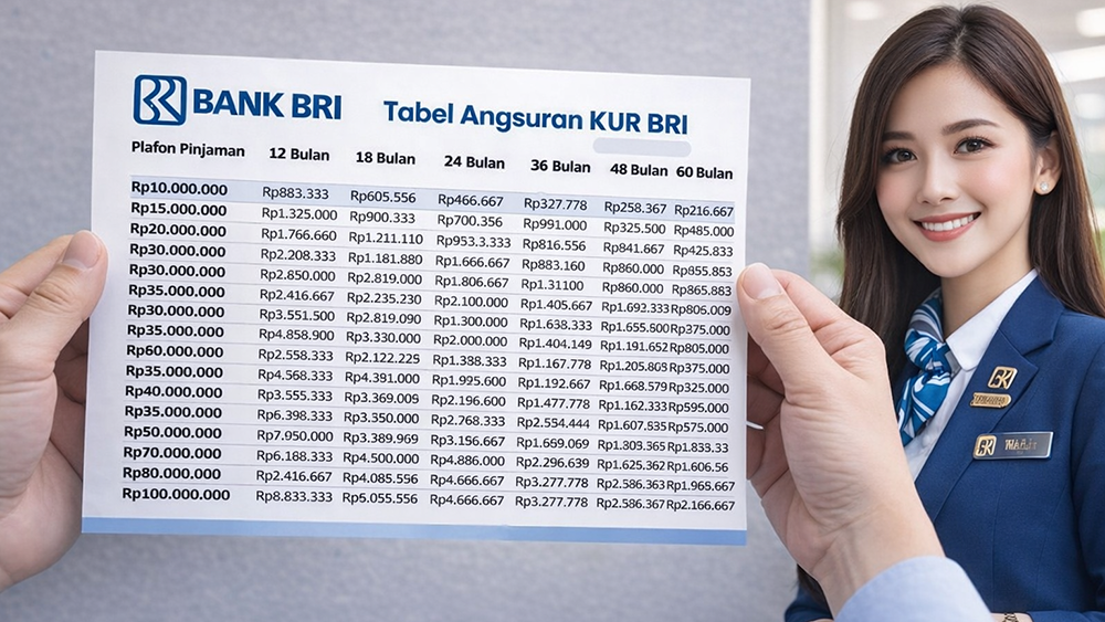 Ilustrasi tabel angsuran KUR BRI 2026.