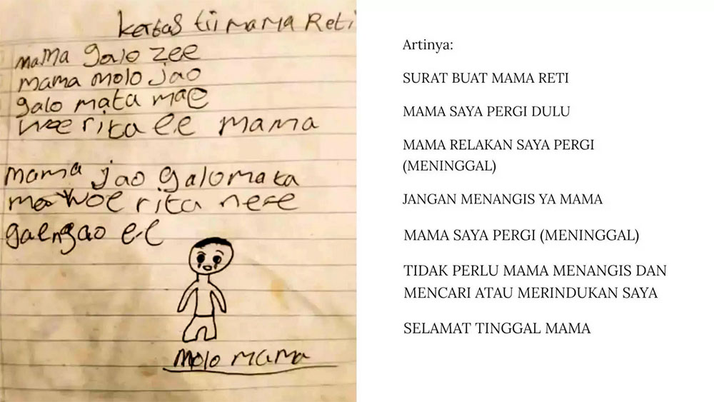 Surat siswa SD di NTT dan artinya.