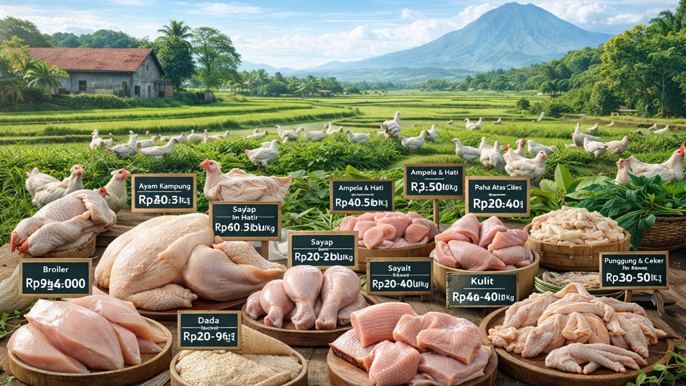 ILUSTRASI: Kenali bagian dan jenis daging ayam beserta kegunaannya. Simak daftar lengkap potongan ayam dan kisaran harga terbaru di pasaran.