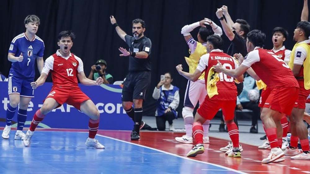 Pemain Timnas Futsal Indonesia meluapkan kegembiraan usai lolos ke final AFC Futsal 2026.