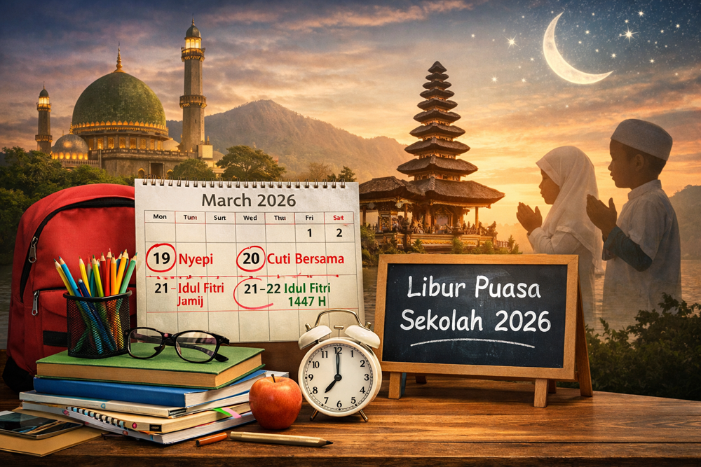 Pemerintah tetapkan libur nasional dan cuti bersama 2026 lewat SKB Tiga Menteri. Idul Fitri dan Nyepi berdekatan, libur puasa sekolah menyesuaikan.