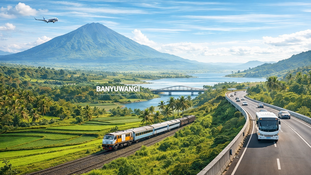 ILUSTRASI: Liburan akhir pekan ke Banyuwangi kini makin banyak pilihan. Mulai lewat tol, bus, kereta api, hingga pesawat terbang.