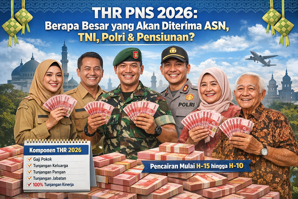 THR PNS 2026 diprediksi cair H-15 Lebaran. Simak besaran, komponen, dan daftar lengkap penerima ASN, TNI, Polri, hingga pensiunan.