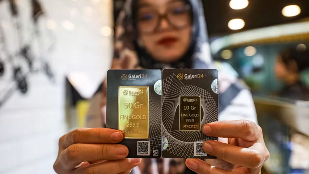 Ilustrasi harga emas batangan UBS di Pegadaian.