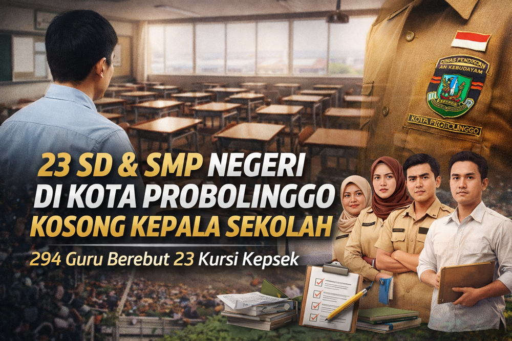 Sebanyak 23 SD dan SMP negeri di Kota Probolinggo kosong kepsek. Disdikbud buka seleksi, 294 guru daftar, hanya 36 lolos syarat.