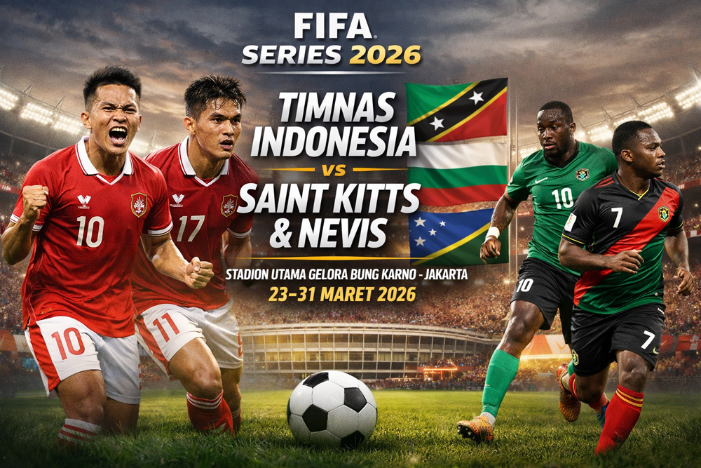 Timnas Indonesia akan melawan Saint Kitts and Nevis di FIFA Series 2026 yang digelar di SUGBK, Jakarta, pada 23&ndash;31 Maret 2026.