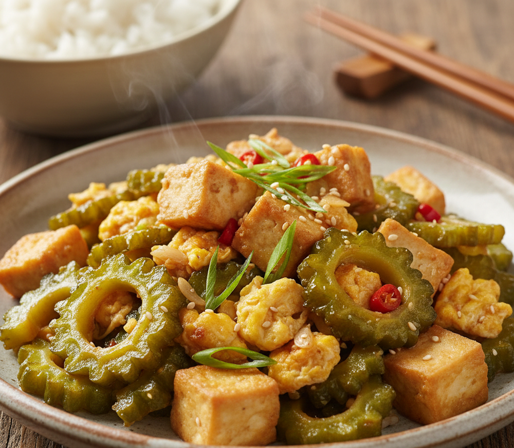 Resep tumis pare tahu telur gurih dan anti pahit, cocok jadi menu buka puasa sehat dan sederhana di rumah.