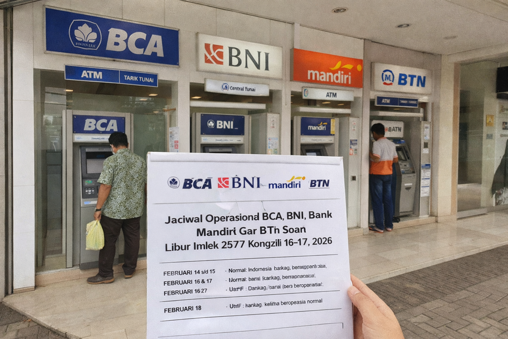 Simak jadwal operasional BCA, BNI, Mandiri, dan BTN saat libur dan cuti bersama Imlek 16&ndash;17 Februari 2026.