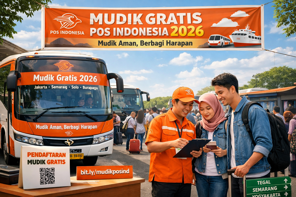 Mudik Gratis Pos Indonesia 2026 resmi dibuka. Simak rute, jadwal keberangkatan 17-18 Maret, syarat dan cara daftar program pulang kampung tersebut.
