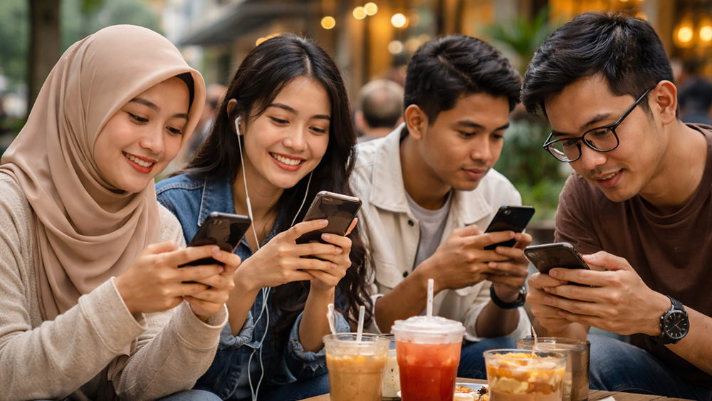 Indonesia peringkat 2 dunia penggunaan HP 2025 dengan 414 miliar jam. Kalahkan AS dan negara ASEAN, hanya di bawah India menurut Sensor Tower.