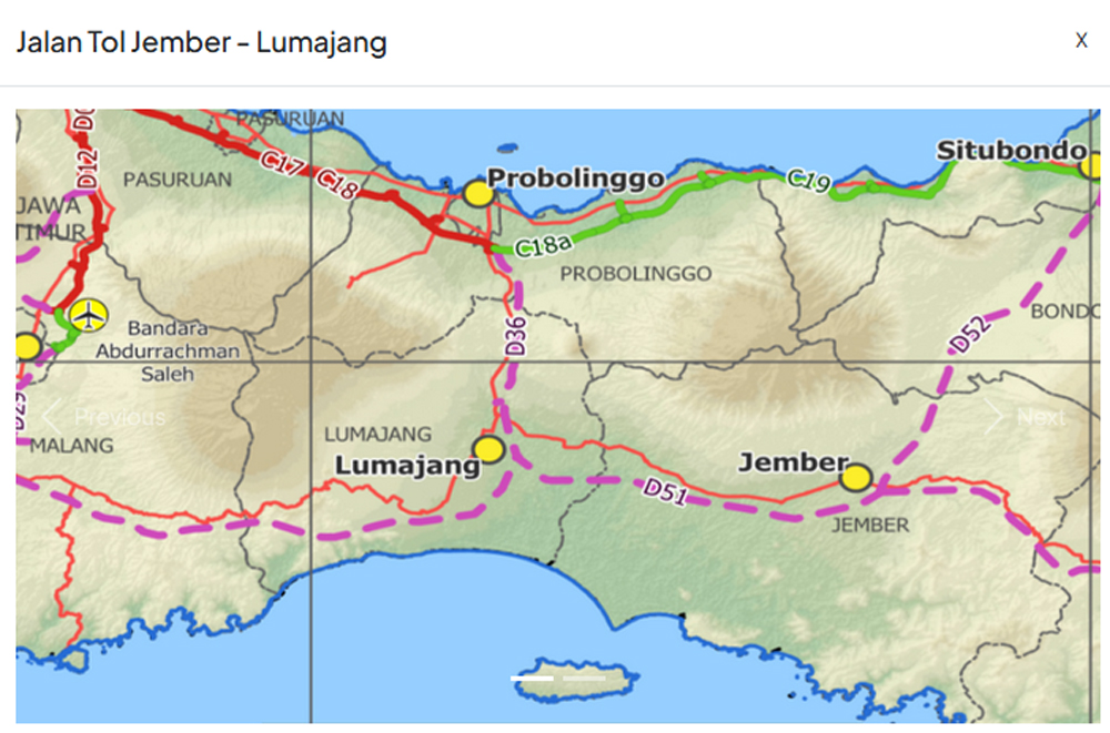 Peta rencana Jalan Tol Jember - Lumajang.