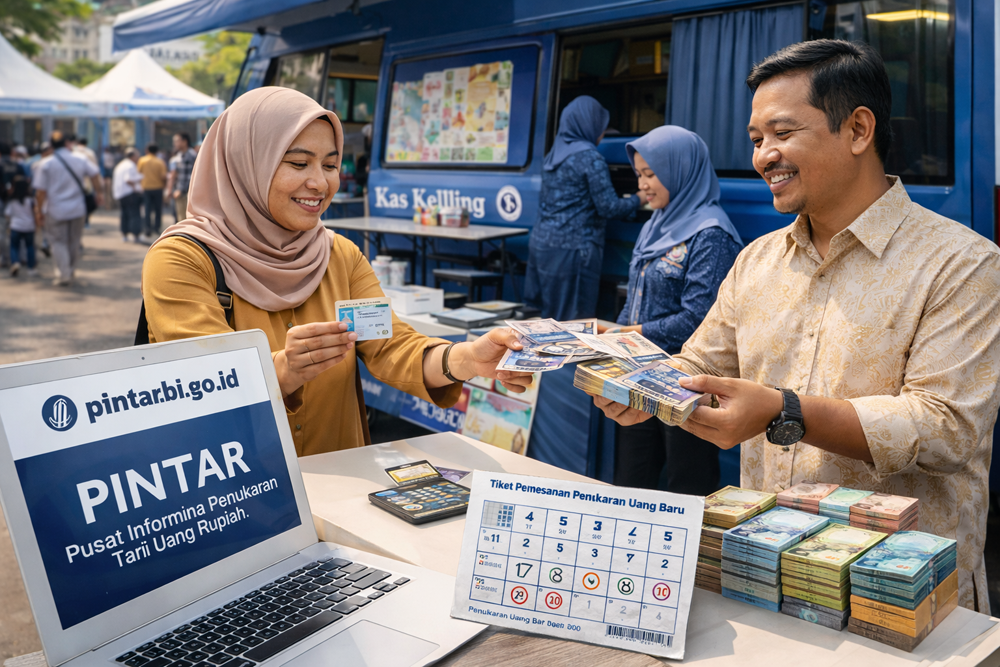 Cara tukar uang baru 2026 lewat PINTAR BI online di pintar.bi.go.id, lengkap langkah daftar, jadwal, dan batas maksimal Rp5,3 juta.