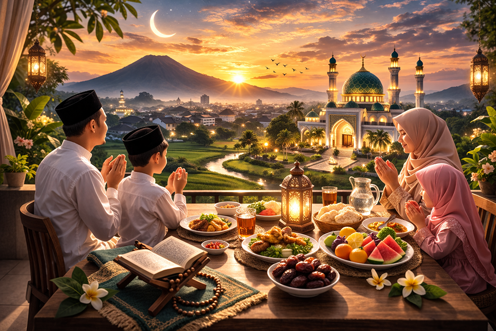 Ilustrasi buka puasa bersama keluarga.