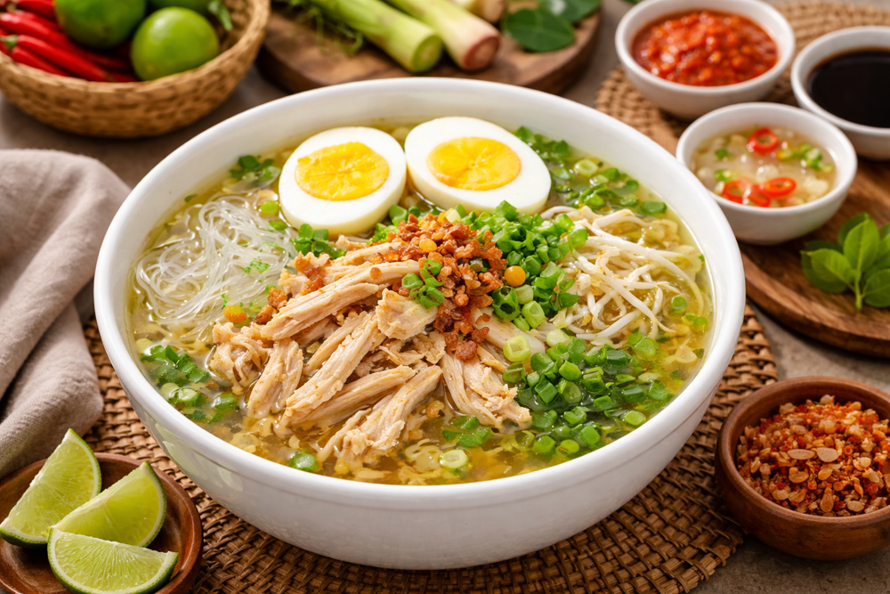 Resep soto ayam kuah bening praktis untuk menu buka puasa Ramadan. Gurih, segar, dan mudah dibuat di rumah. Simak bahan dan caranya.