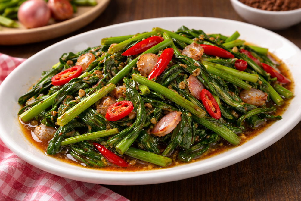 Resep tumis kangkung terasi, menu praktis buka puasa dan sahur Ramadan. Gurih, renyah, cepat dibuat dan bikin nambah nasi.