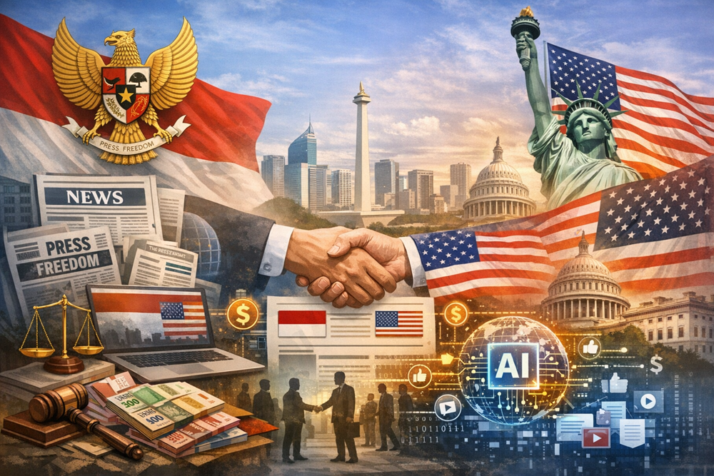 AMSI soroti perjanjian dagang RI&ndash;AS yang batasi kewajiban platform digital bayar lisensi ke pers nasional dan ancam kedaulatan digital.