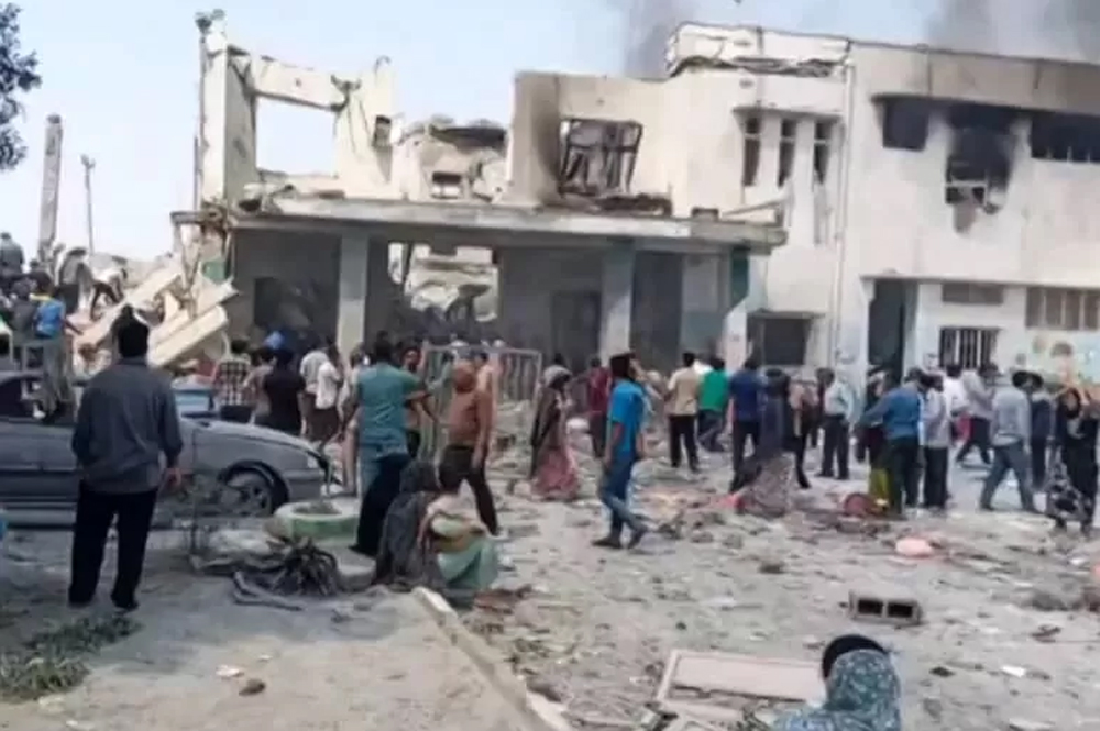 Lokasi yang diklaim sebagai tempat serangan mematikan Israel yang menghantam sebuah sekolah dasar putri di Minab, provinsi Hormozgan di selatan Iran.