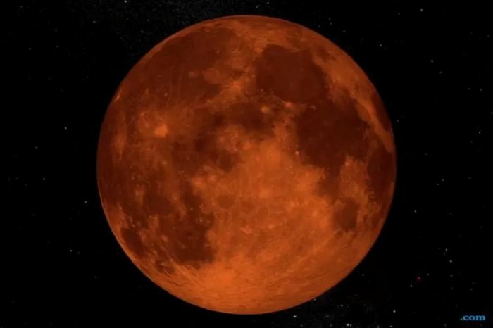 Ilustrasi fenomena gerhana Bulan total.