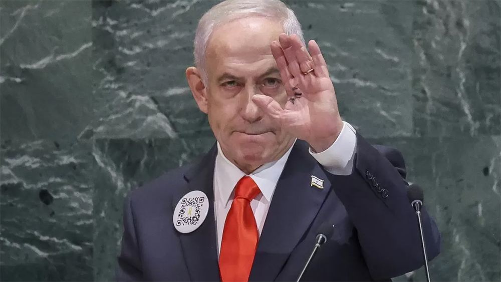 Perdana Menteri Israel Benjamin Netanyahu di Majelis Umum PBB di New York beberapa waktu lalu.
