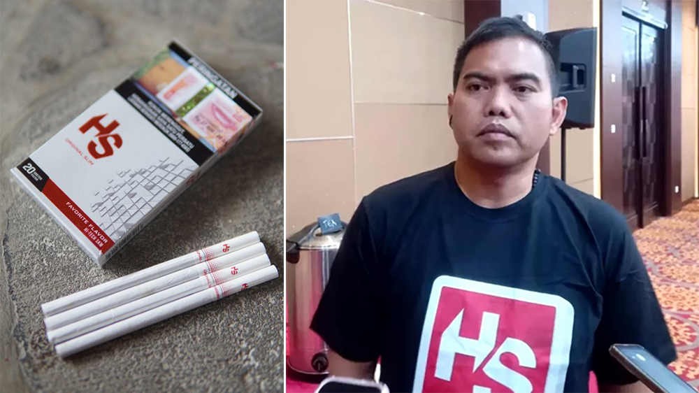 Bos Surya Group Muhammad Suryo dan salah satu varian rokok HS.