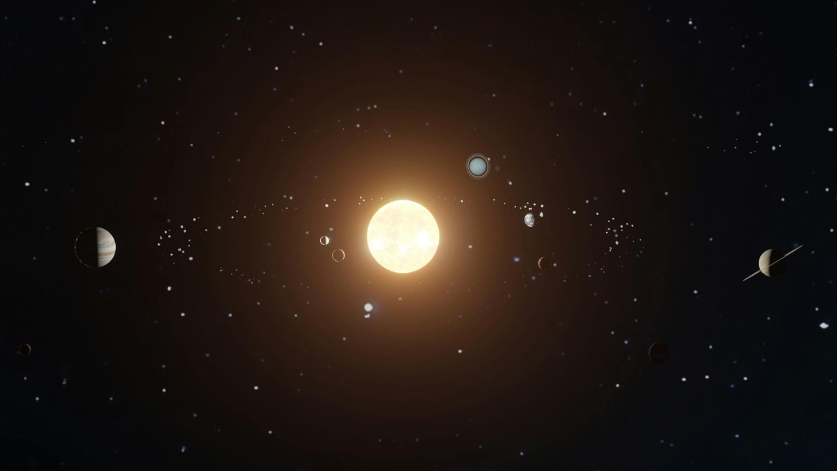 Ilustrasi sistem planet terbalik di bintang LHS 1903.