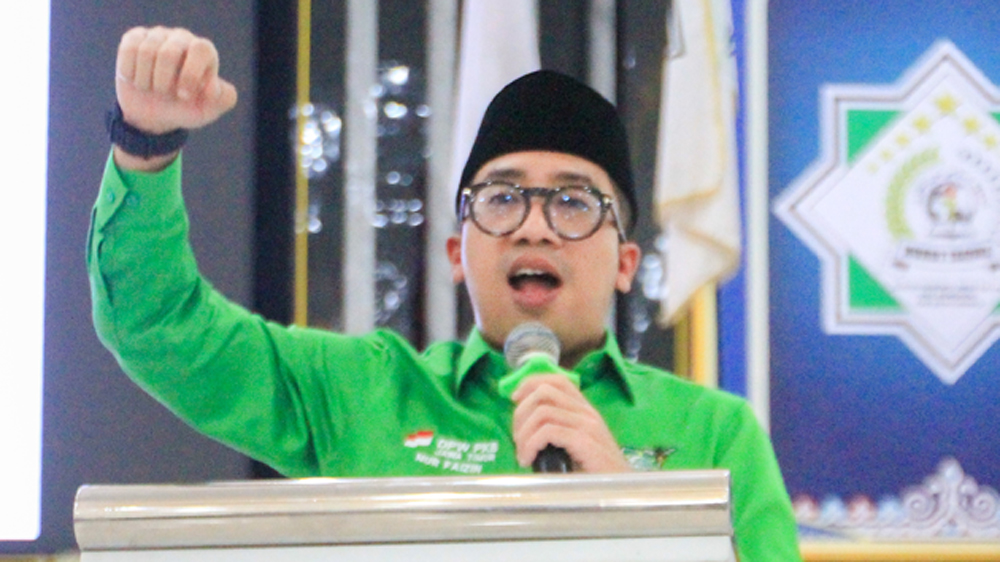Plt Ketua DPC PKB Banyuwangi Nur Faizin saat konsolidasi dengan kader dan pengurus PKB di di Aula Al Aly Ponpes Nurut Taqwa, Dusun Cemoro, Desa Balak, Kecamatan Songgon.