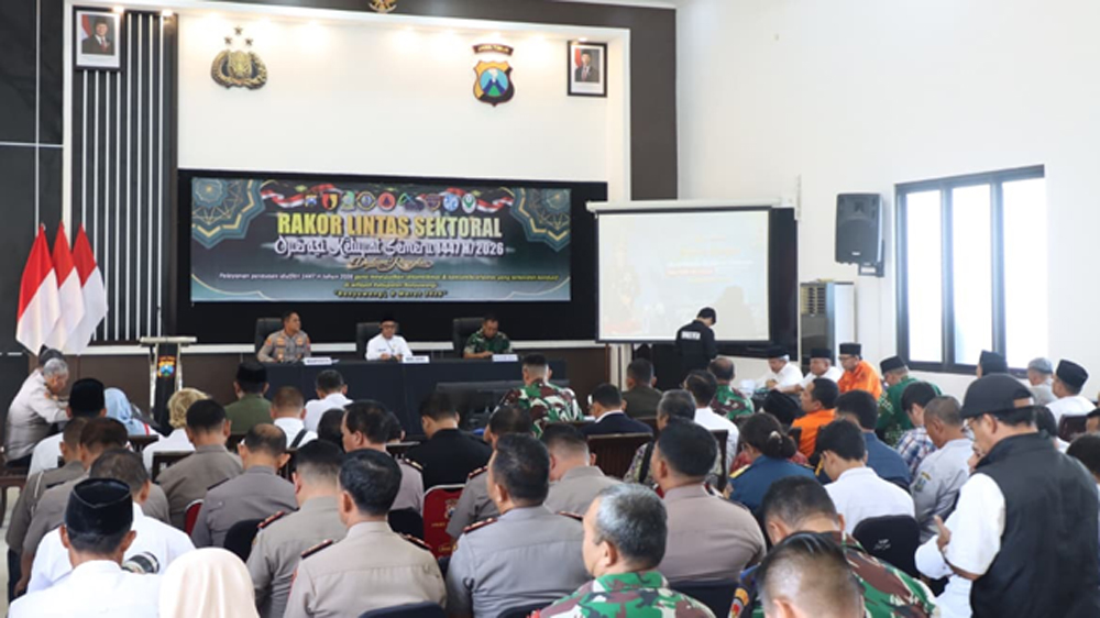 HADIRI RAKOR: Wakil Bupati Banyuwangi Mujiono mendukung upaya Polresta Banyuwangi melakukan pengamanan selama arus mudik dan balik Lebaran. 