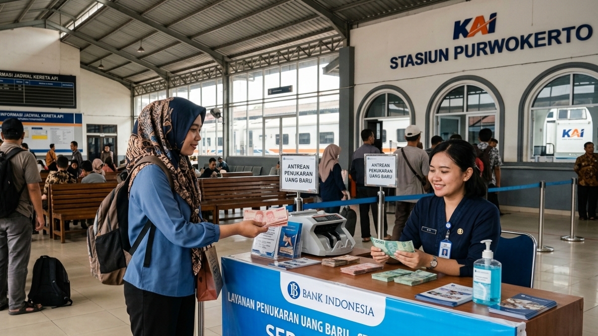 KAI dan Bank Indonesia membuka layanan tukar uang baru di Stasiun Purwokerto.