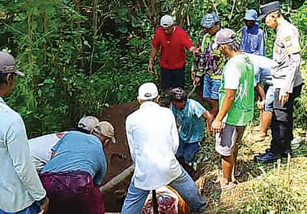 OLAH TKP: Anggota Polsek Banyuputih mendatangi kendang sapi milik Ramli, 49, di Kampung Sodung, Desa Dumberejo, Kecamatan Banyuputih, Sabtu (14/3).