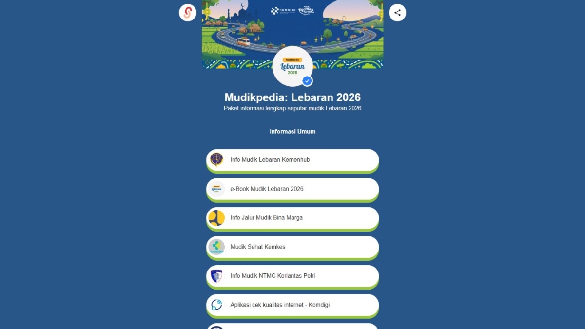 Kemkomdigi menghadirkan MudikPedia Lebaran 2026.