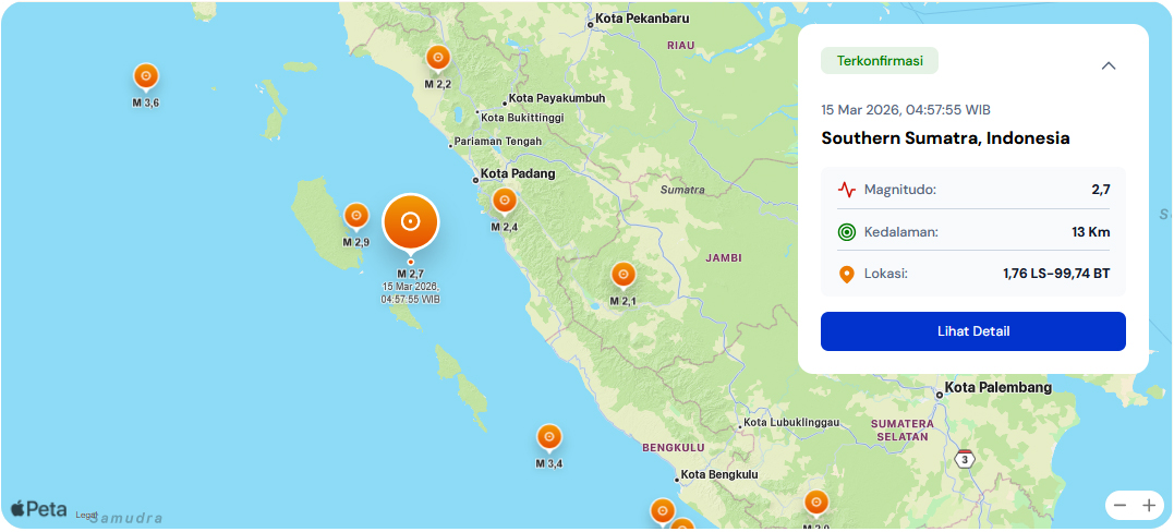 BMKG mencatat ratusan gempa dalam 24 jam terakhir di Indonesia. Aktivitas seismik dominan terjadi di Jawa, Sumatra, Banda Sea hingga Sulawesi.