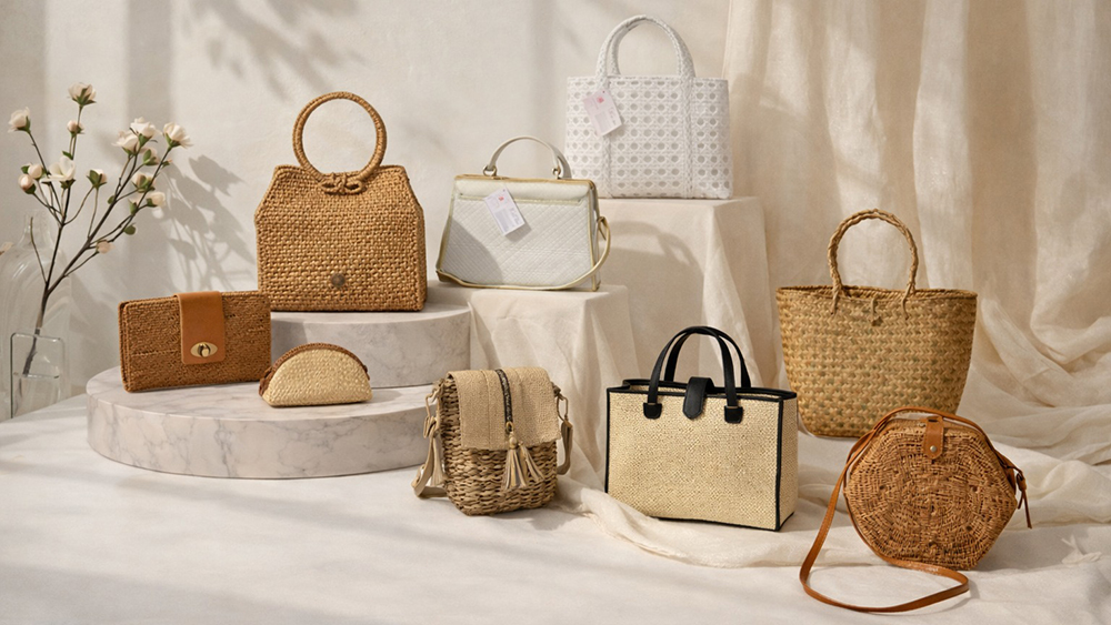 Brand TSDC Bali dari Gianyar sukses membawa tas anyaman serat alam ke pasar global. Produk handmade berbahan rotan dan pandan diminati wisatawan.