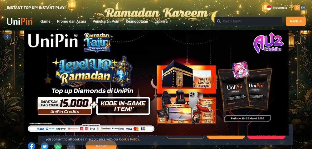 UniPin hadirkan promo Ramadan 2026: diskon Viu hingga 50% dan hadiah AU2 Mobile. Nikmati hiburan dan bonus menarik selama bulan puasa.