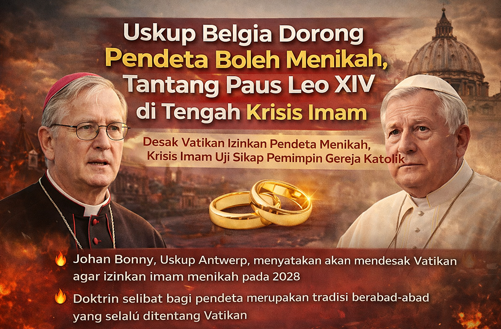 Uskup Belgia desak Vatikan izinkan pendeta menikah. Usulan ini uji sikap Paus Leo XIV di tengah krisis imam Katolik global.