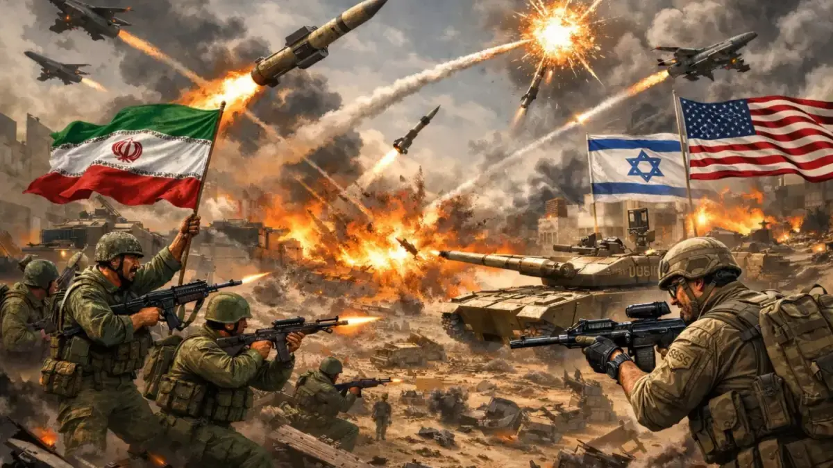 Ilustrasi Konflik antara Iran dengan Israel dan Amerika Serikat. (AI/ChatGPT)