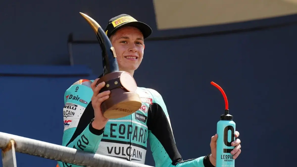 Guido Pini raih kemenangan pertama Honda di Moto3 2026 di Austin. (MotoGP)