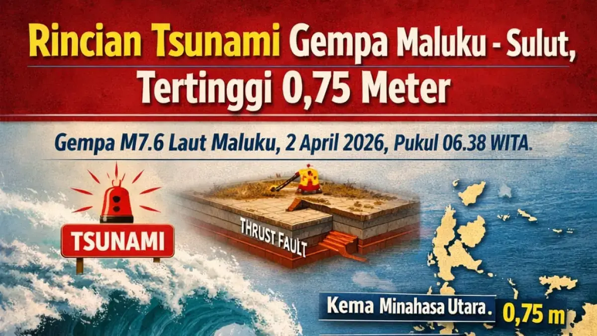 Gelombang tsunami setinggi hingga 0,75 meter tercatat di pesisir Kema usai gempa Maluku - Sulut. (ilustrasi AI - Radar Palu)
