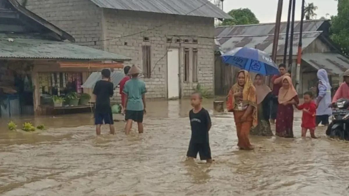 Banjir akibat hujan deras merendam 552 rumah di Kecamatan Sirenja dan Balaesang, Donggala. (Antara)