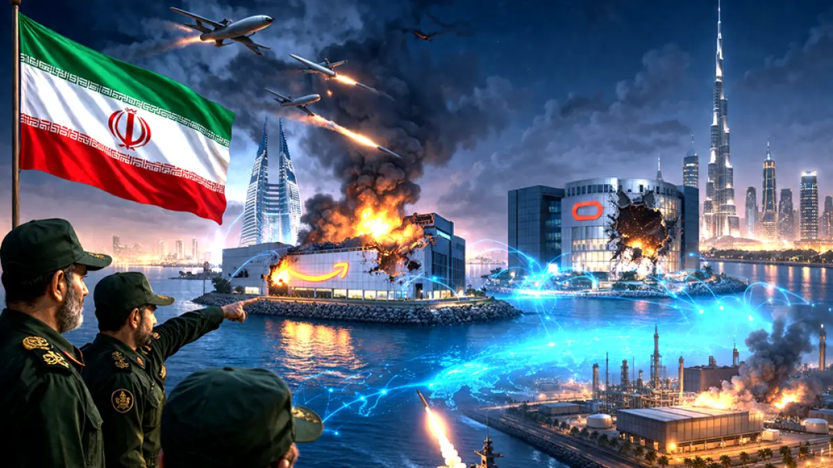 Serangan Iran ke data center AWS di Timur Tengah picu kekhawatiran global, infrastruktur digital kini jadi target strategis konflik modern. (Ilustrasi ChatGPT Image)