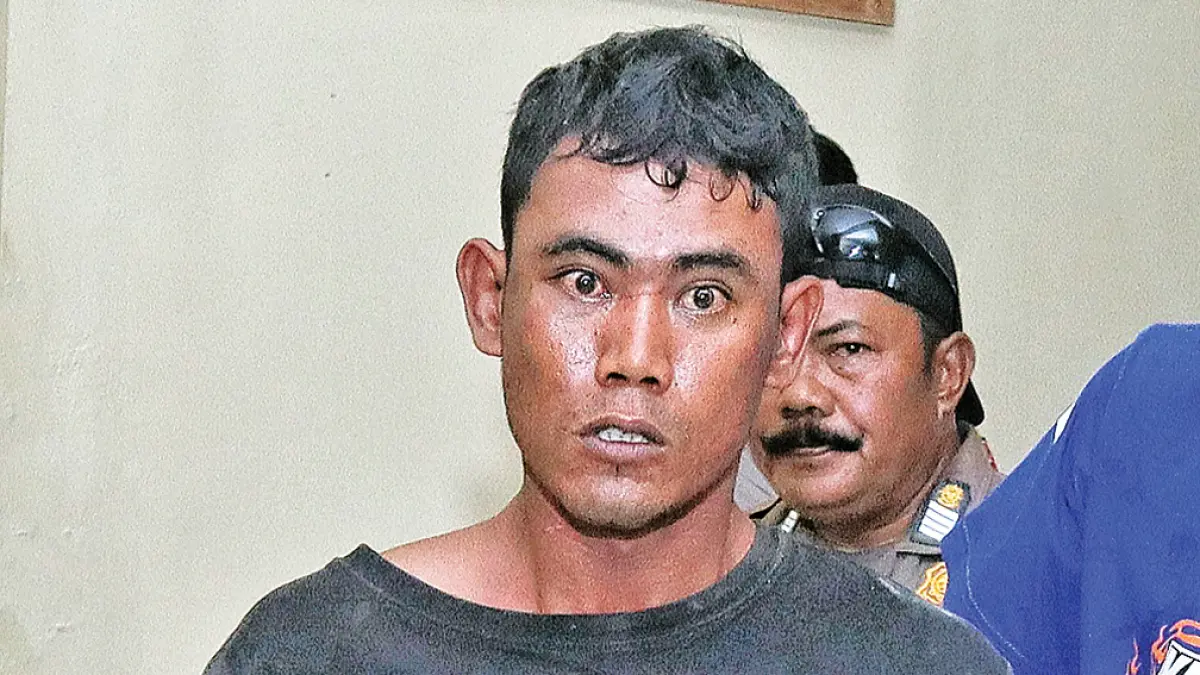 Adi Setyawan, tersangka pembunuhan ibu kendang di Pesanggaran, Banyuwangi. (Salis Ali/Radar Banyuwangi)