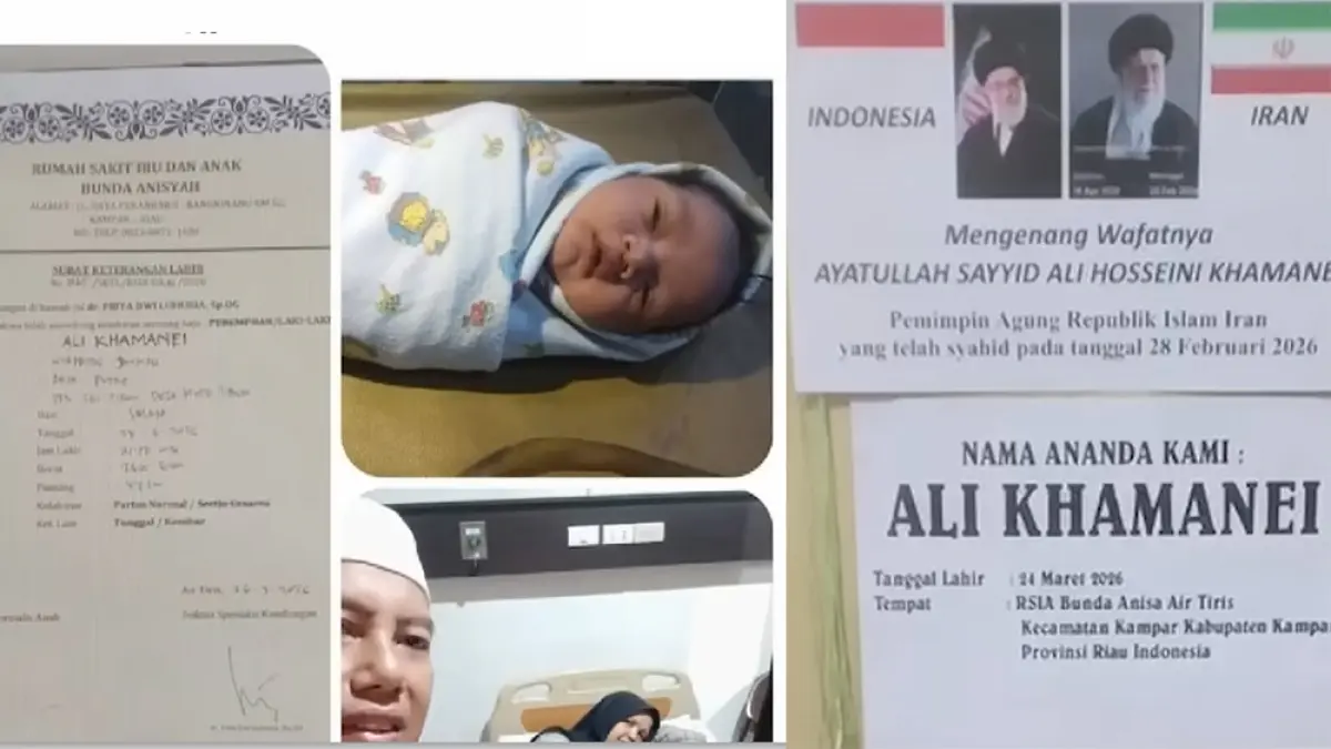 Bayi bernama Ali Khamenei yang lahir di Kampar, Riau, viral dan menjadi perhatian warga Iran setelah diunggah media Iran News 24. (Tangkapan Layar)