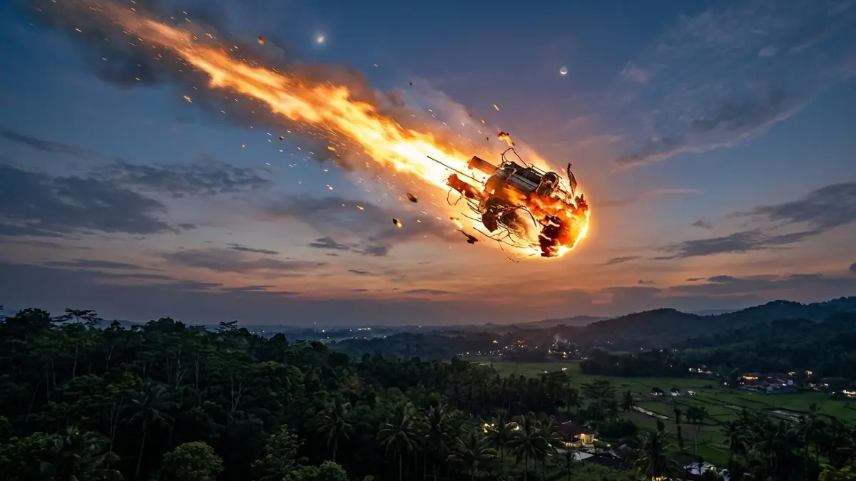 BRIN mengonfirmasi cahaya misterius di langit Lampung dan Banten adalah sampah antariksa yang jatuh. (Gemini AI)