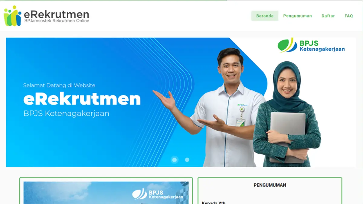 Tangkapan layar laman rekrutmen.bpjsketenagakerjaan.go.id.