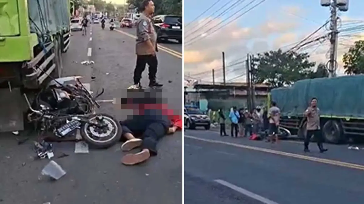 Laka maut di Ketapang Banyuwangi, pengendara Scoopy tewas usai tabrak truk parkir. Polisi selidiki dugaan kurang konsentrasi. (Tangkapan Layar)