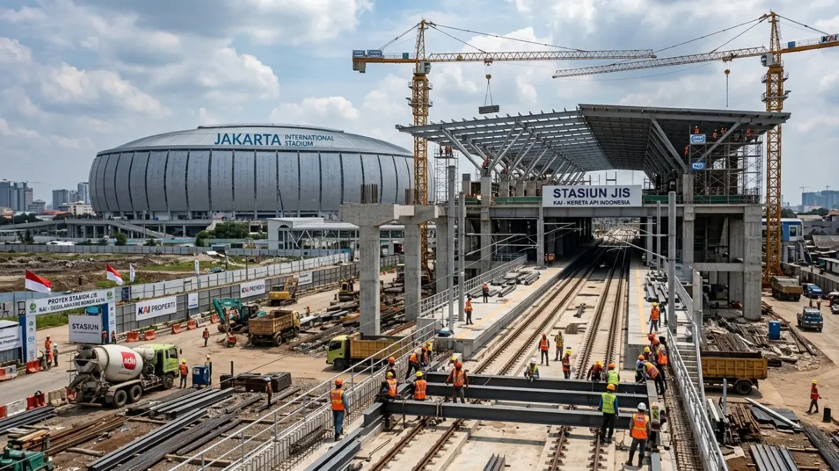 KAI mempercepat pembangunan Stasiun JIS dengan target operasi Juni 2026. (Gemini AI)