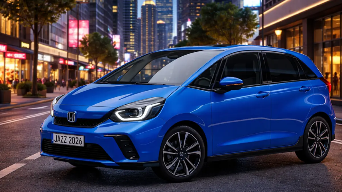 Honda Jazz 2026 resmi meluncur dengan wajah baru dan harga Rp162 jutaan. Strategi agresif Honda untuk melawan dominasi mobil listrik murah. (Ilustrasi ChatGPT Image)