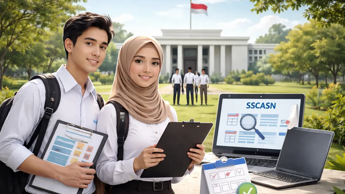 Jadwal CPNS 2026 mulai Juni pengumuman, Juli daftar SSCASN, Oktober SKD. Cek tahapan lengkap dan syarat resmi terbaru di sini. (Ilustrasi ChatGPT Image)
