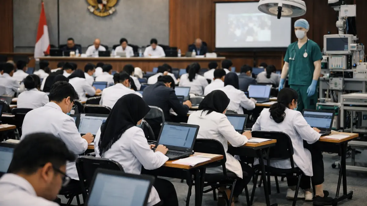 Seleksi PPDS dan PPDSS akan terpusat seperti SNBT. Pemerintah buka ratusan prodi baru untuk atasi kekurangan dokter spesialis. (Ilustrasi ChatGPT Image)